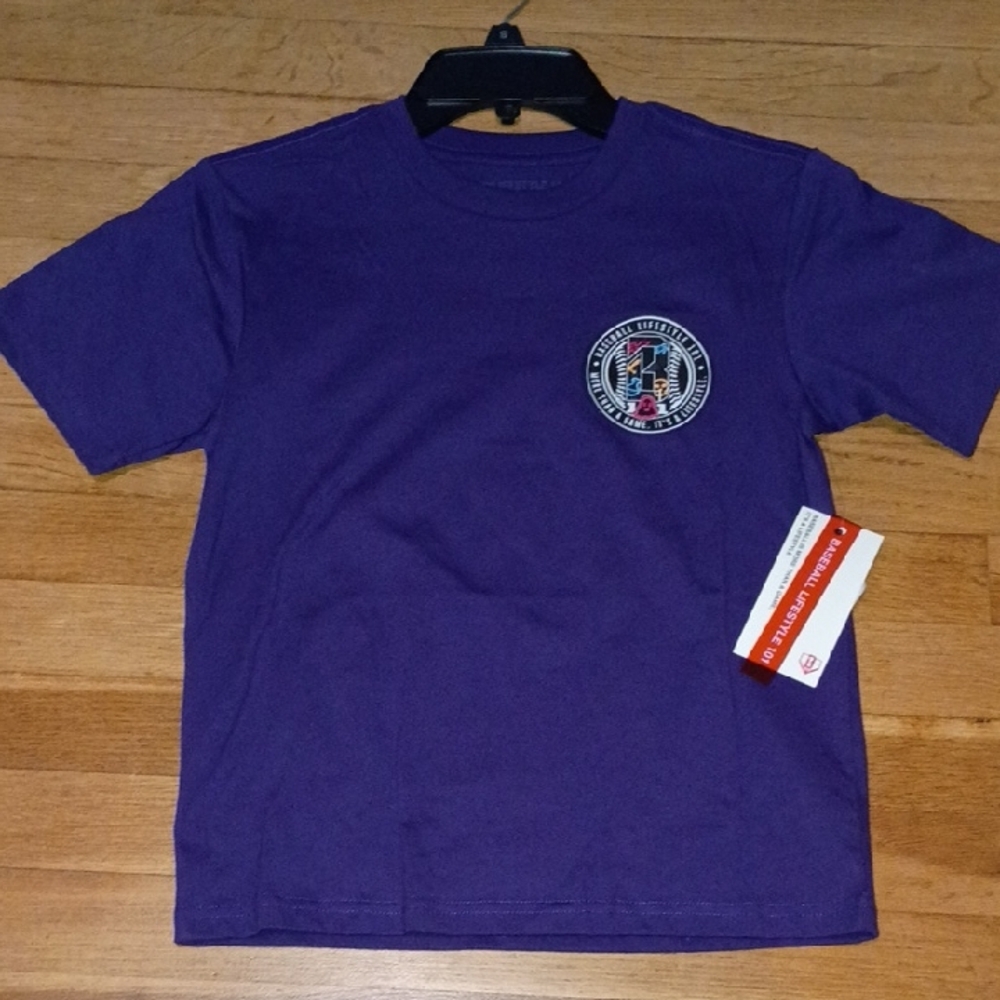Baseball Lifestyle 101 Purple Kids T-Shirt Youth Small Nwt